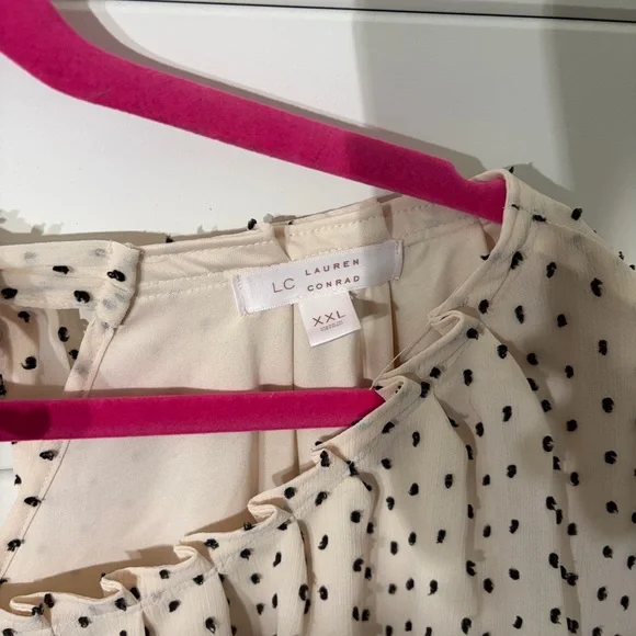 LC Lauren Conrad Ivory Blouse with Black Swiss Dots - Picture 3 of 4